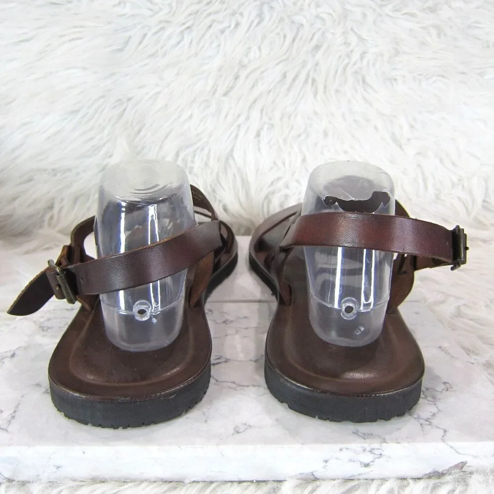Mercanti Fiorentini Double Strap Leather Sandals Men's Size 11 M Brown Italy